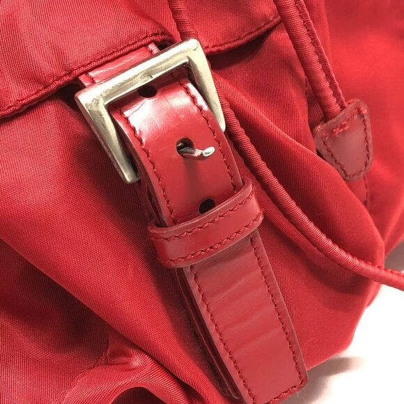 PRADA Logo Plate W pocket Backpack Nylon Red/SilverHardware - Picture 8 of 14
